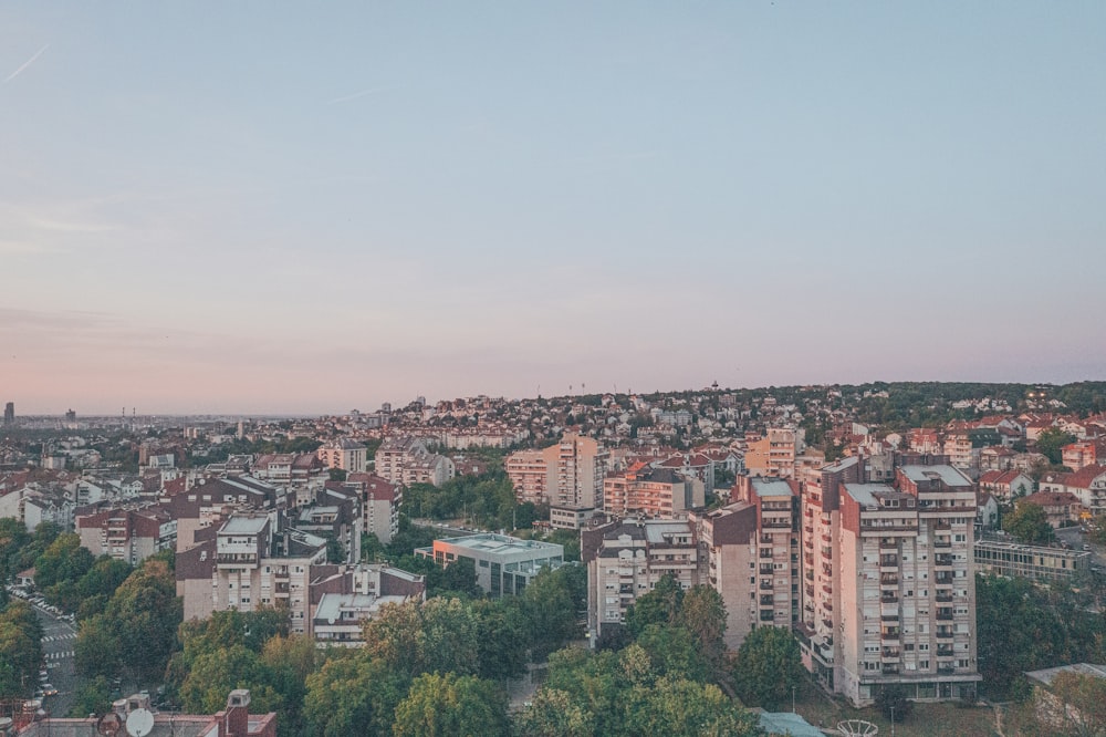 a view of a city with lots of tall buildings