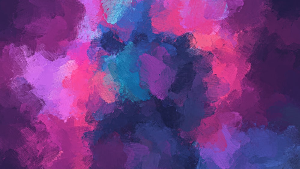 an abstract painting of pink and blue colors