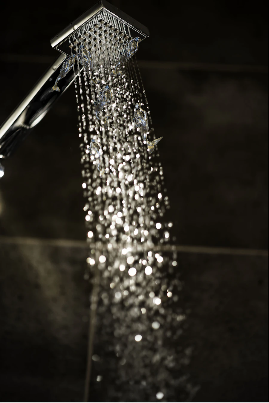 Rain shower head with running water