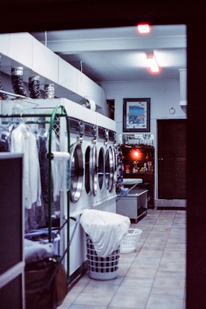 A laundry room with fresh clothes hanging, highlighting the effect of Borax 20 Mule Team detergent.