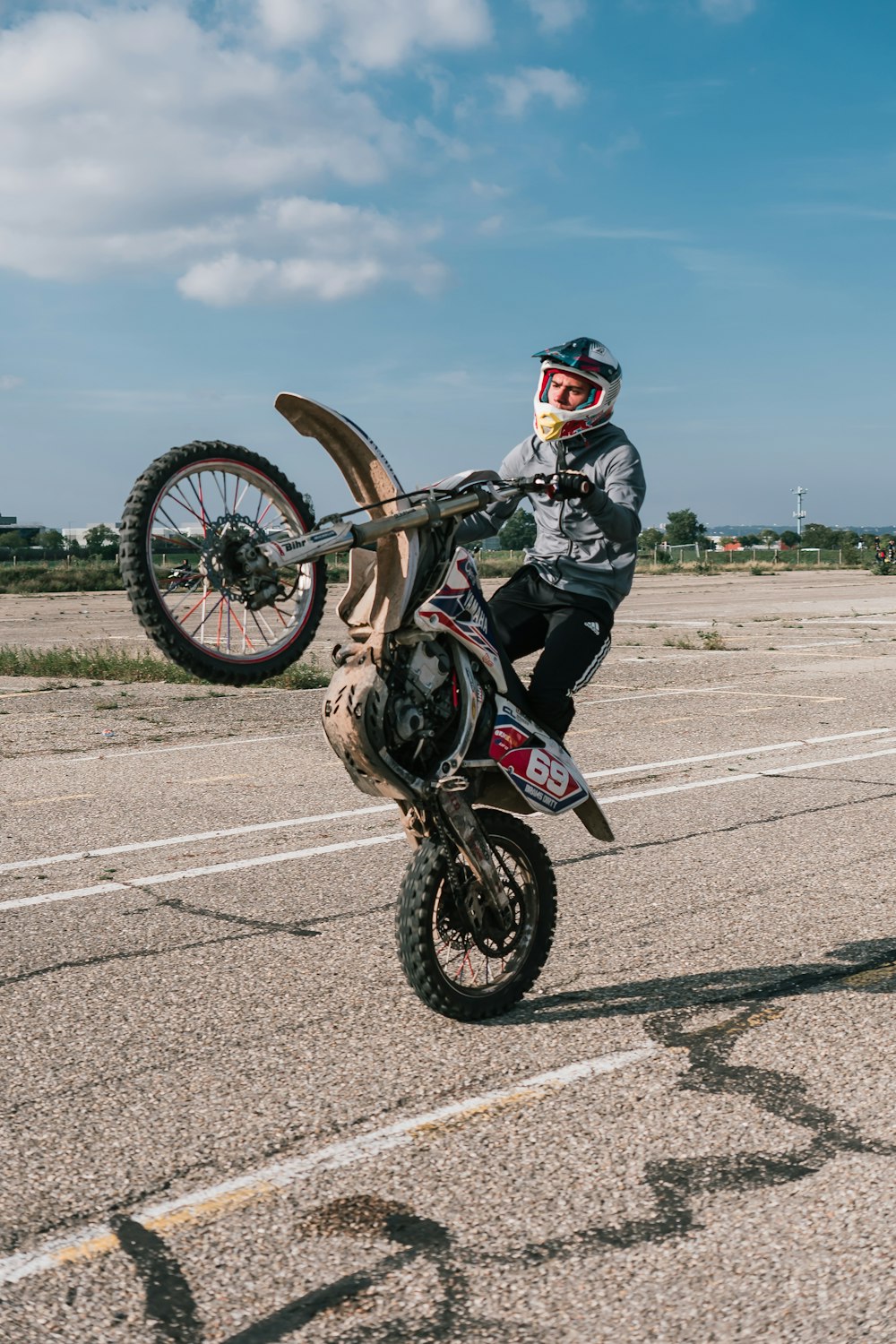 a person on a dirt bike doing a trick