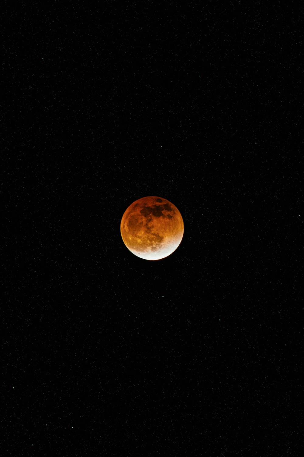 a red moon is seen in the dark sky