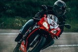A rider enjoying a thrilling ride on a sports motorcycle.