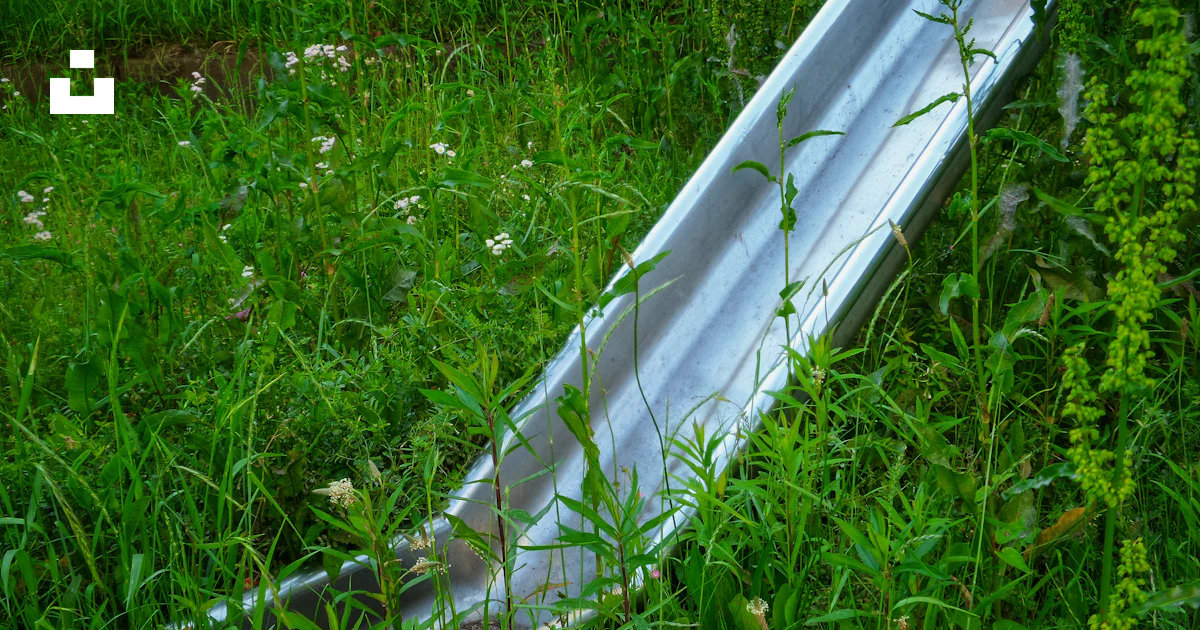 A metal slide laying in a field of tall grass photo – Free Grass Image ...