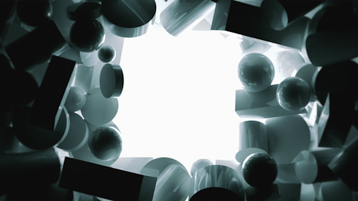 3D geometric shapes illustrating descriptive geometry principles.