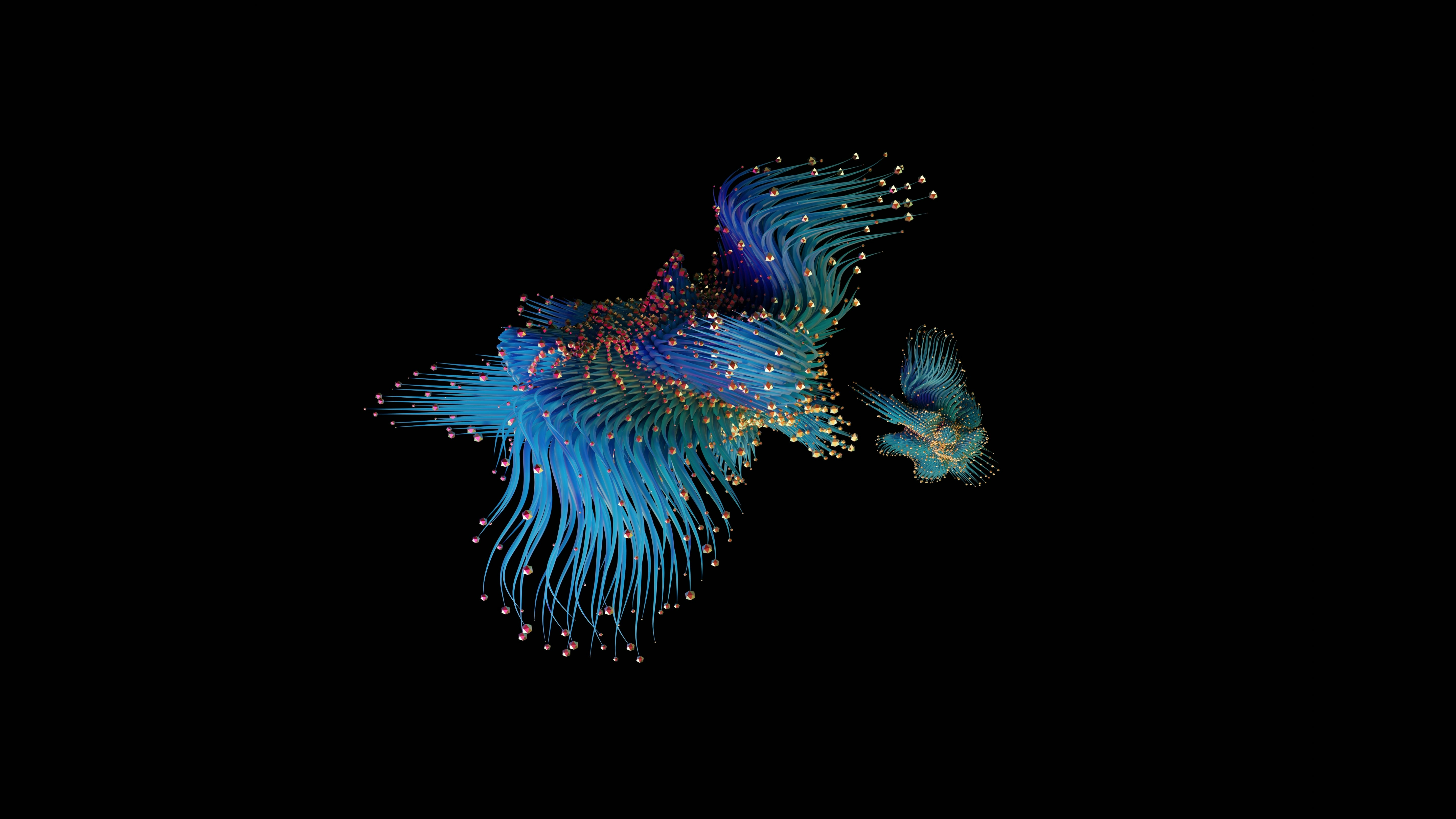 a colorful fish is flying through the air