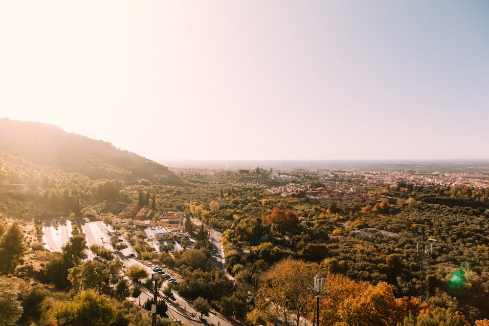 a view of a city from a hill