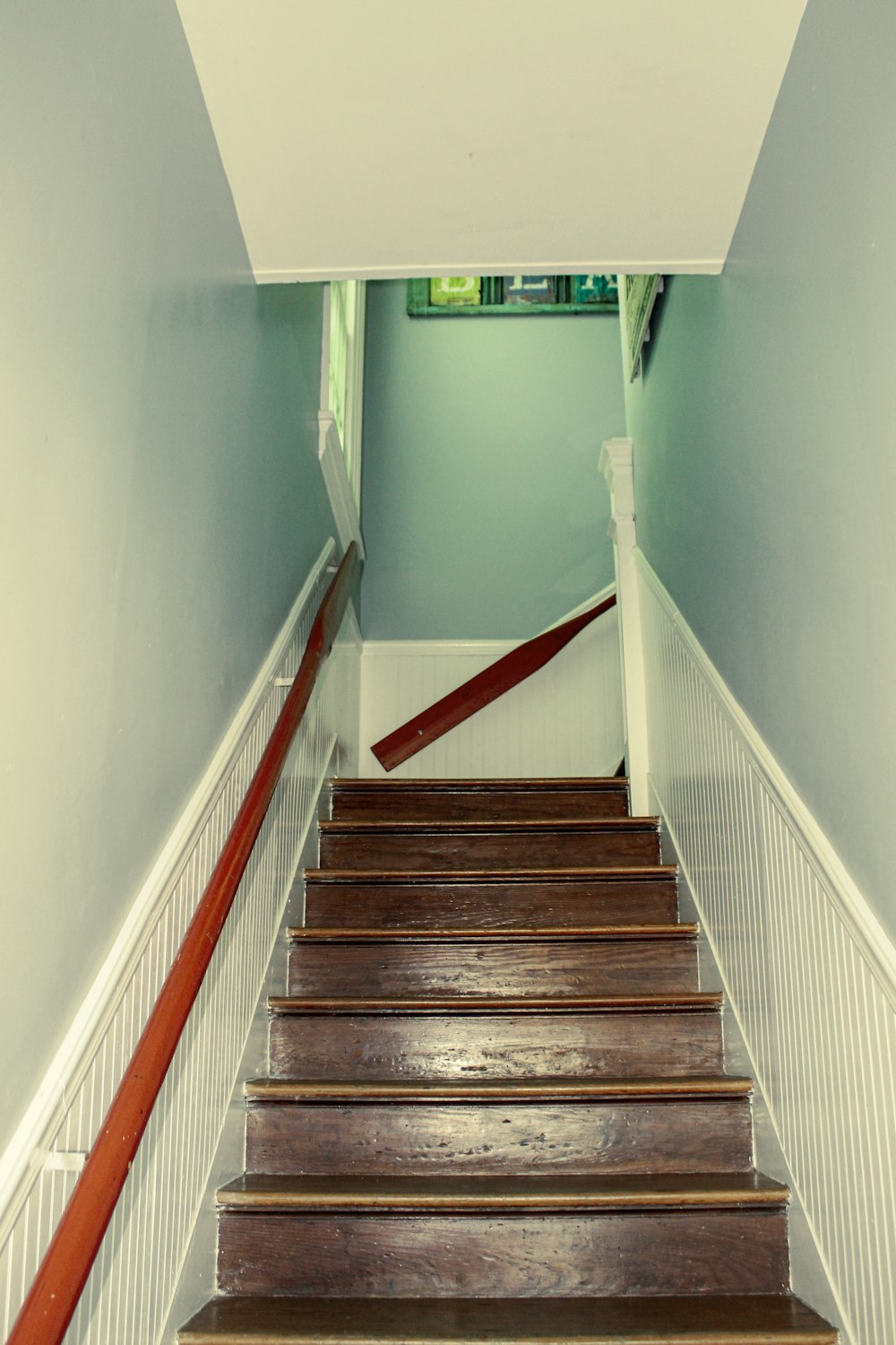 a set of stairs leading up to a second floor