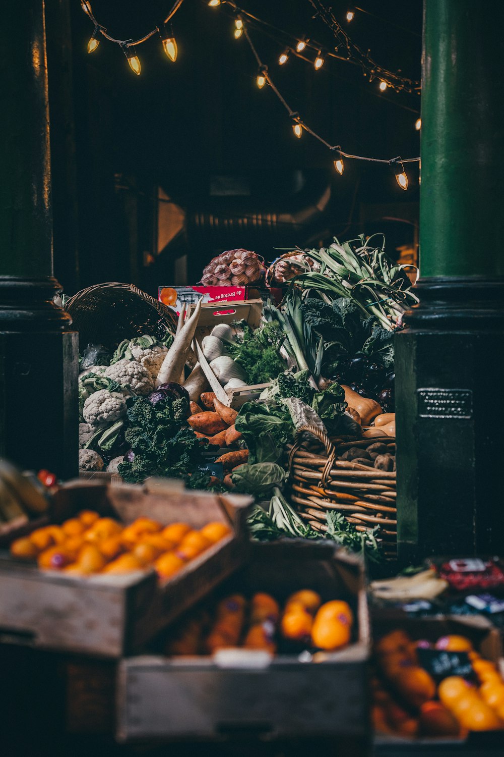 a pile of fruit and vegetables sitting next to each other