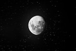 a full moon in the dark sky with stars