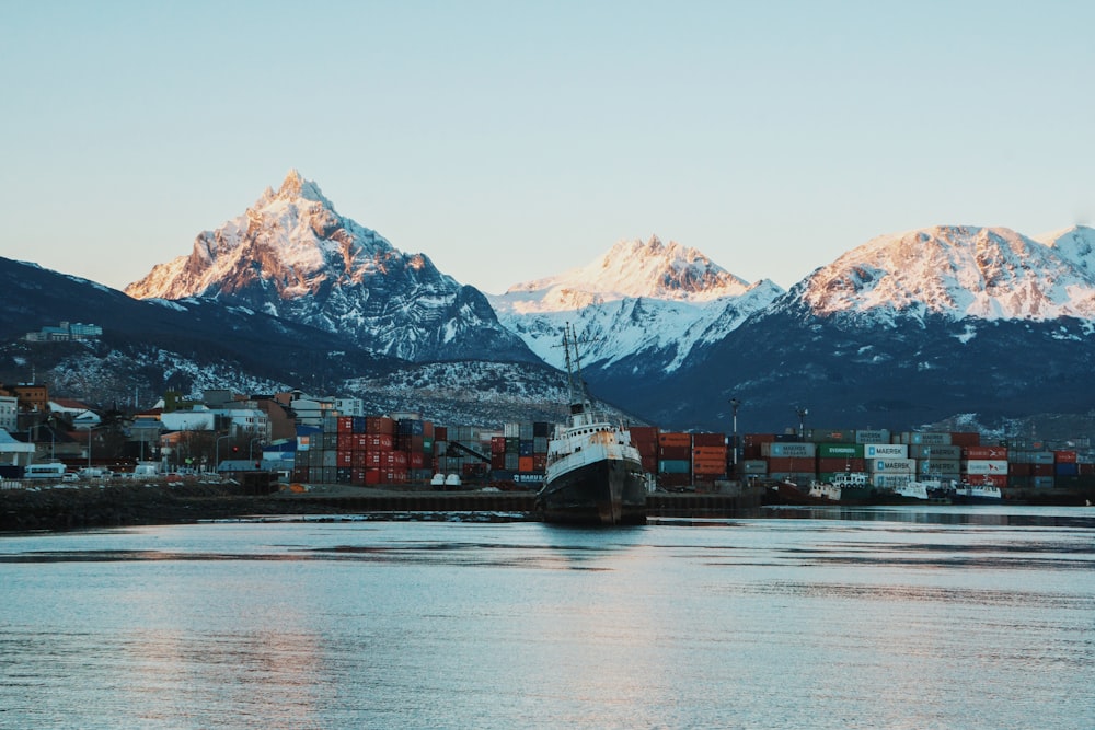 a large boat floating on top of a body of water