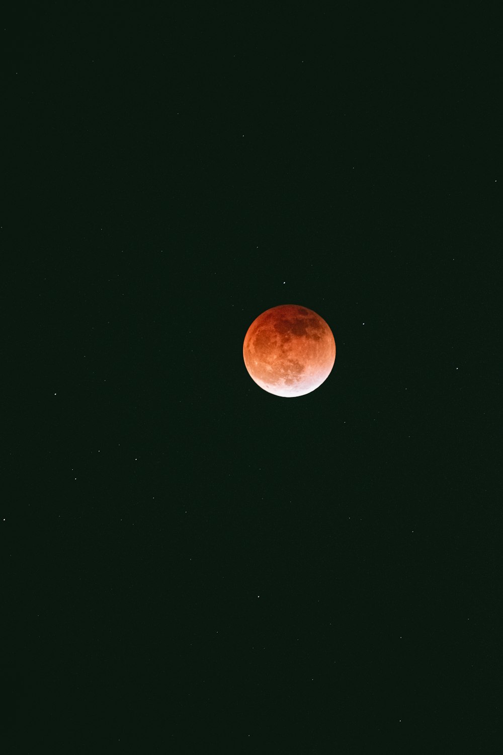 a red moon is seen in the dark sky