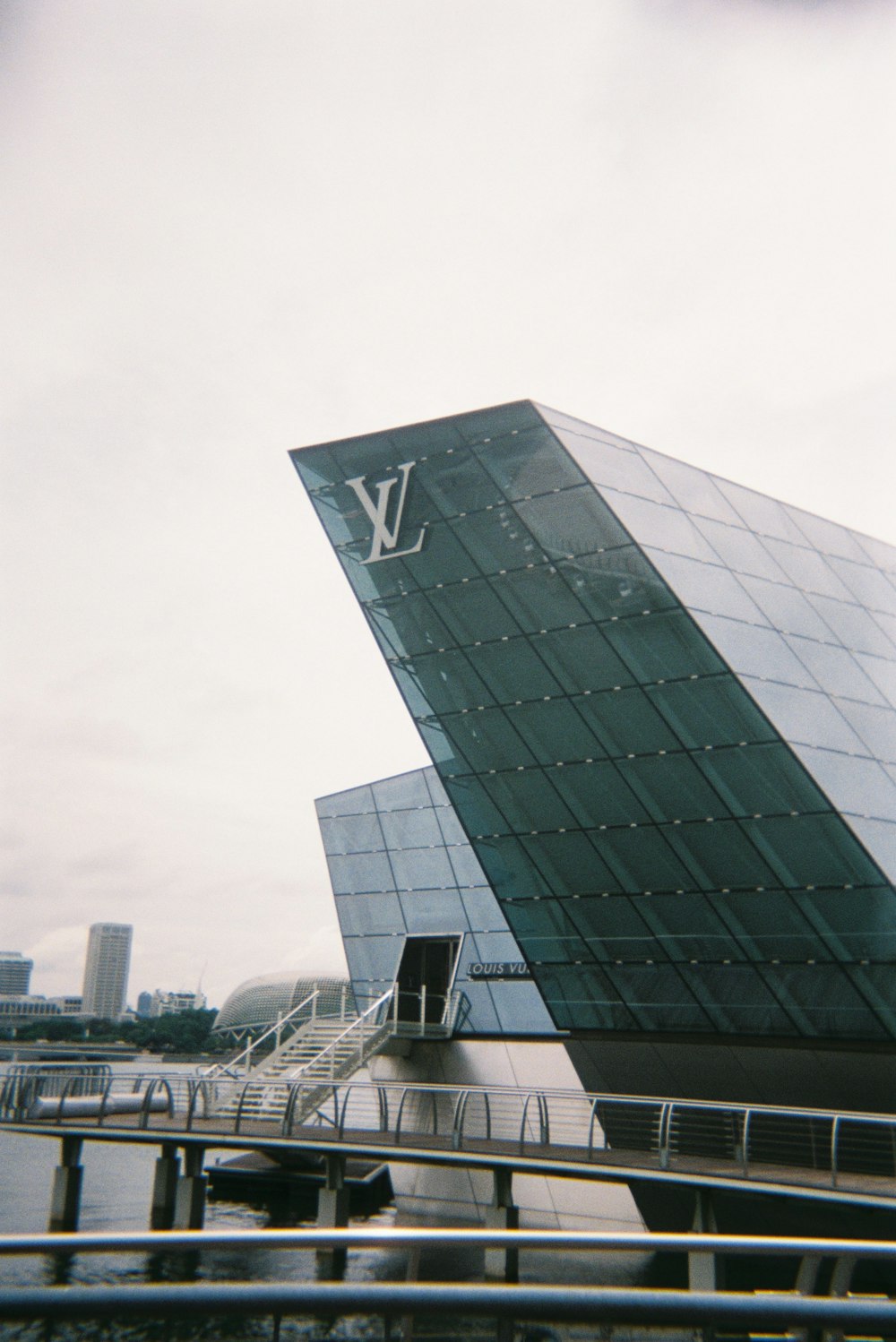 a very tall building with a very large window