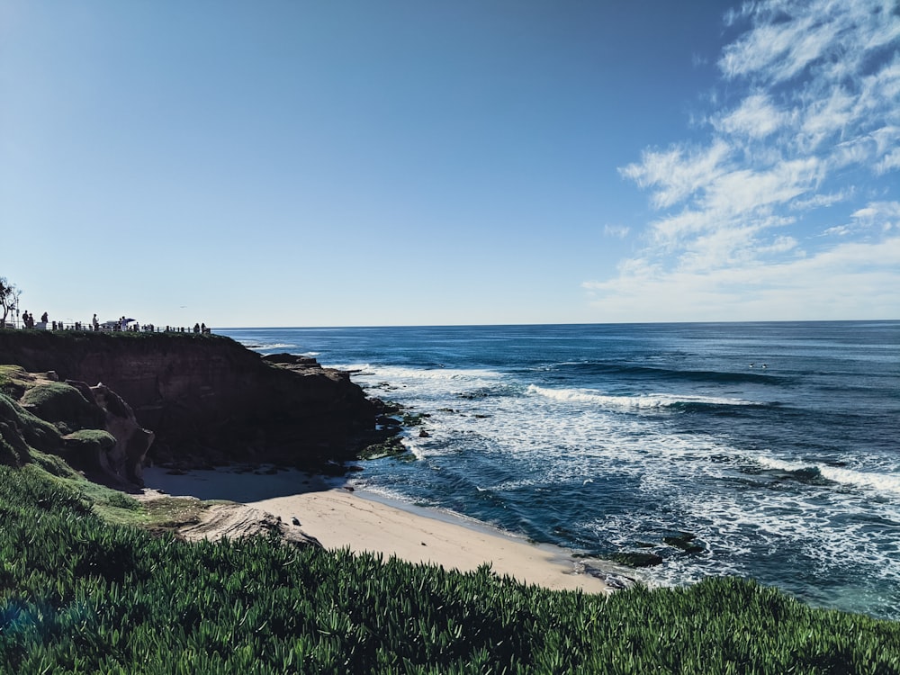 a view of the ocean from a cliff