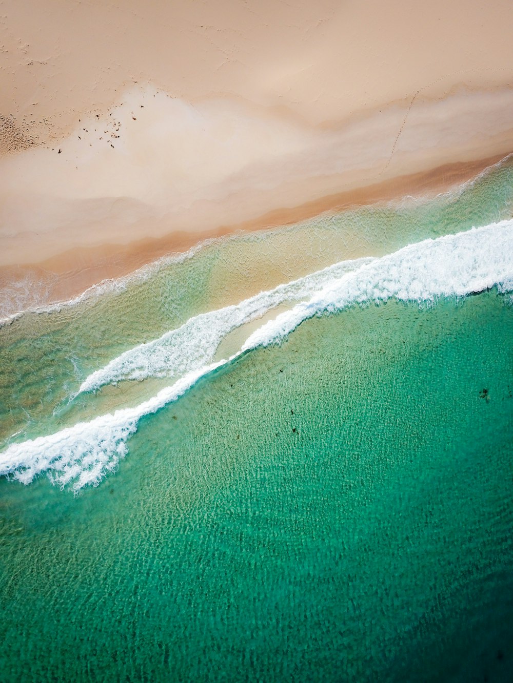 une vue aérienne d’une plage et d’un océan