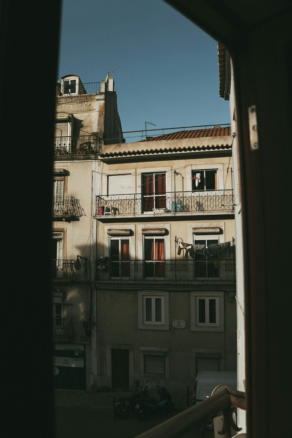 a building with balconies and balconies on top of it