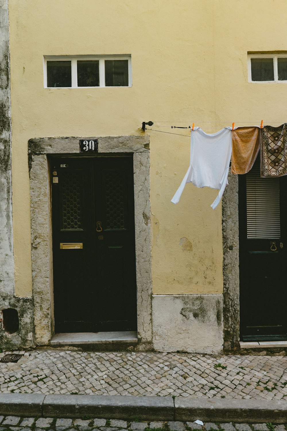 clothes hanging out to dry on a clothes line