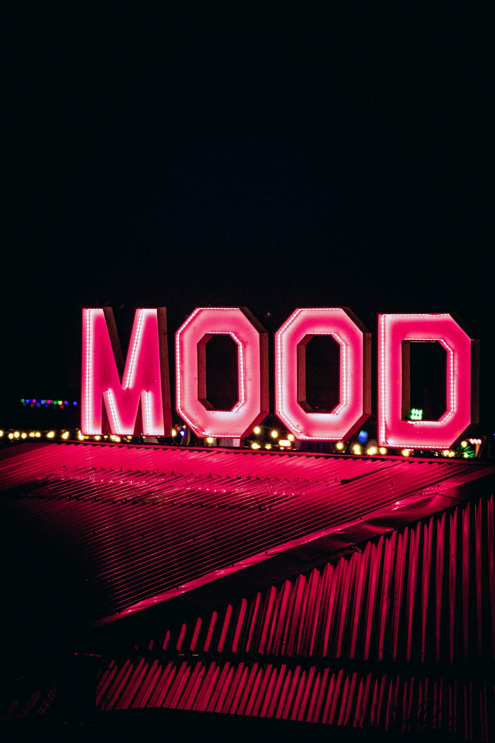 the word mood lit up in the dark