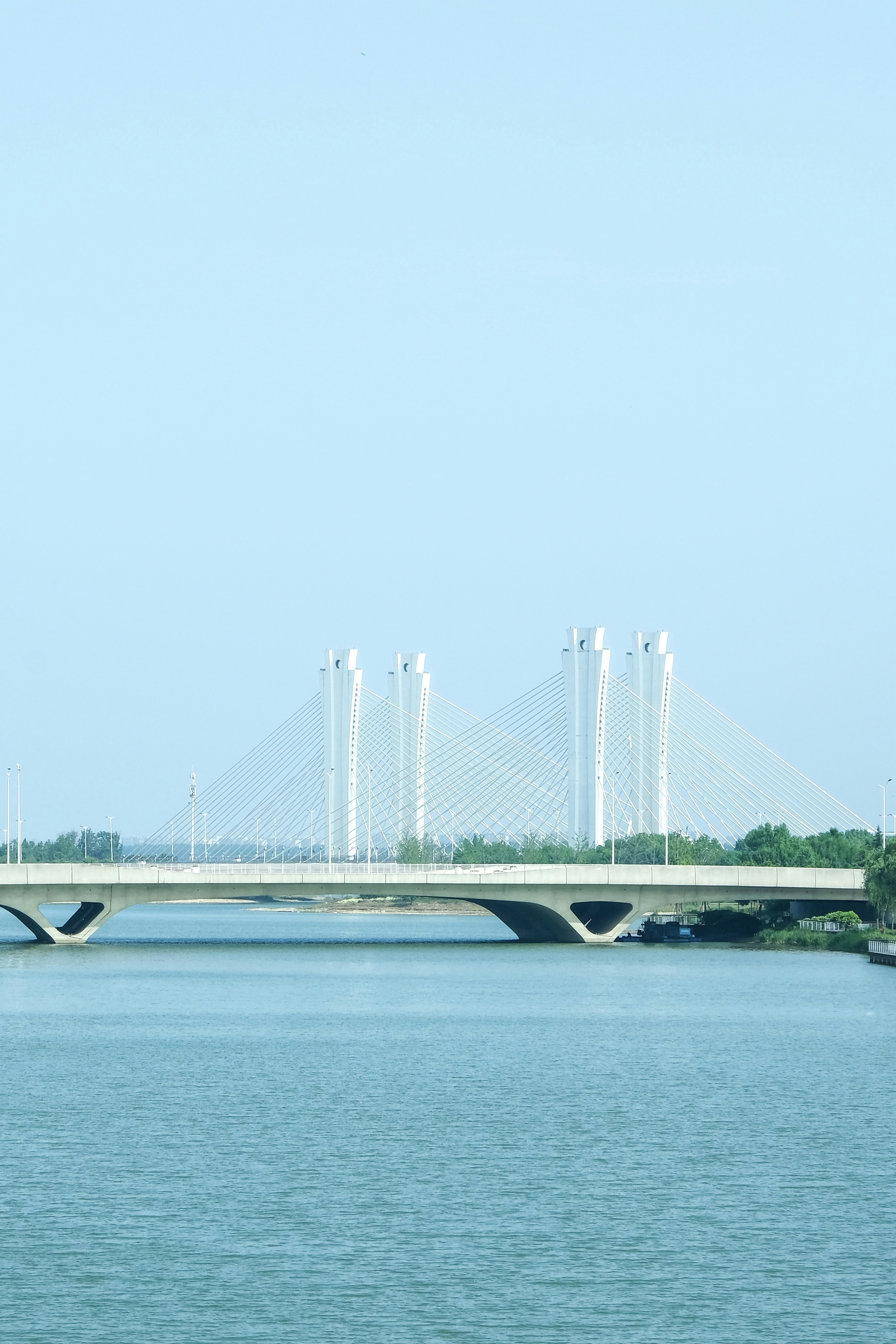 a bridge over a large body of water