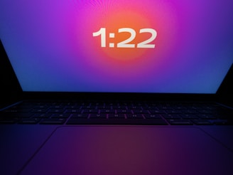 A vibrant laptop screen showing a live online contest interface with countdown timer.