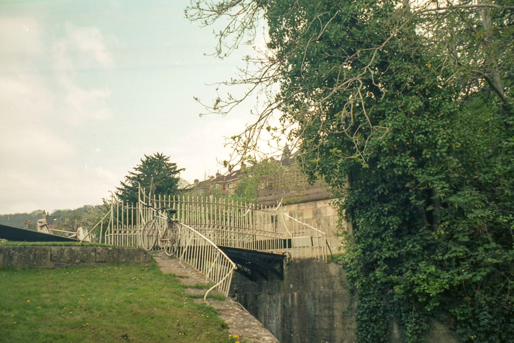 a bridge that is over a small river