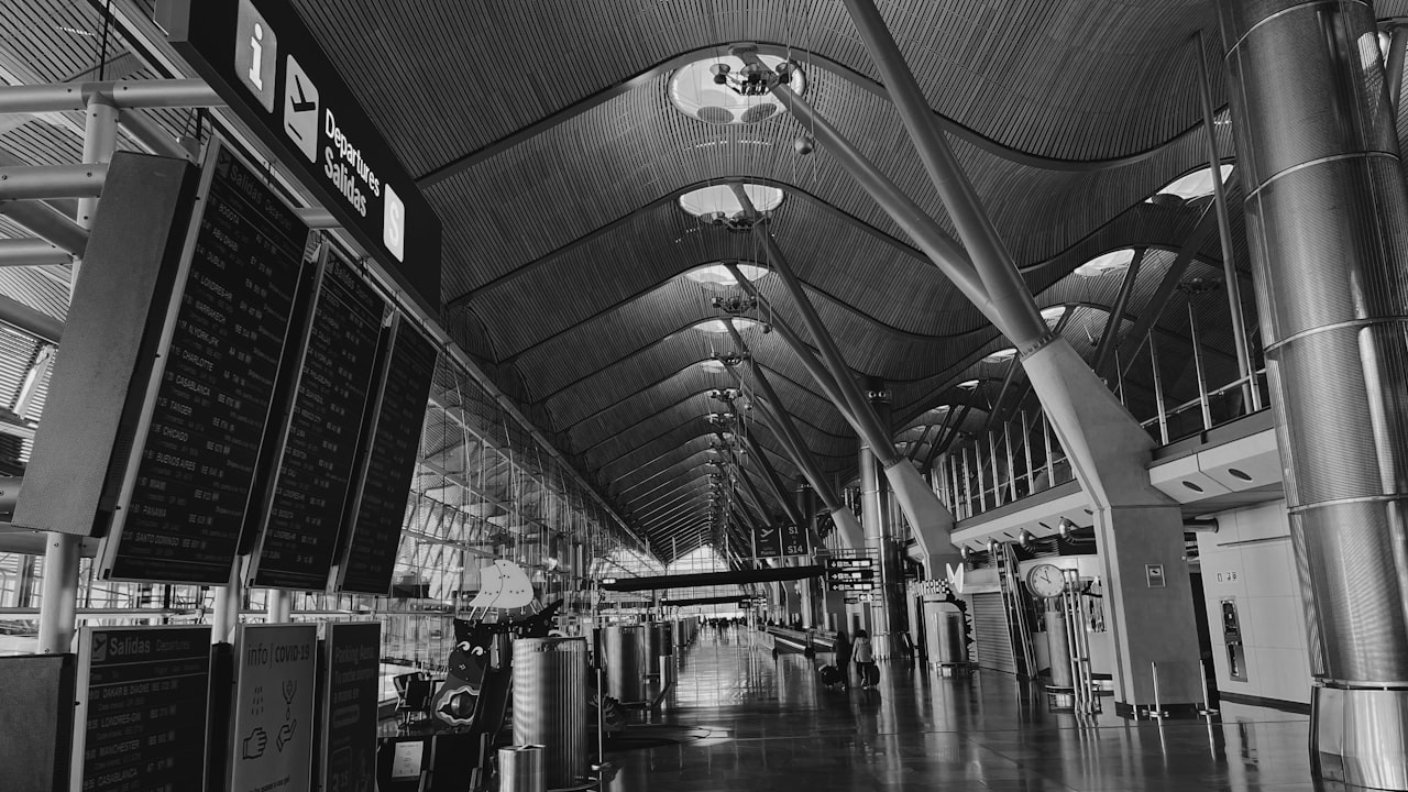 Barajas airport station with a few people waiting