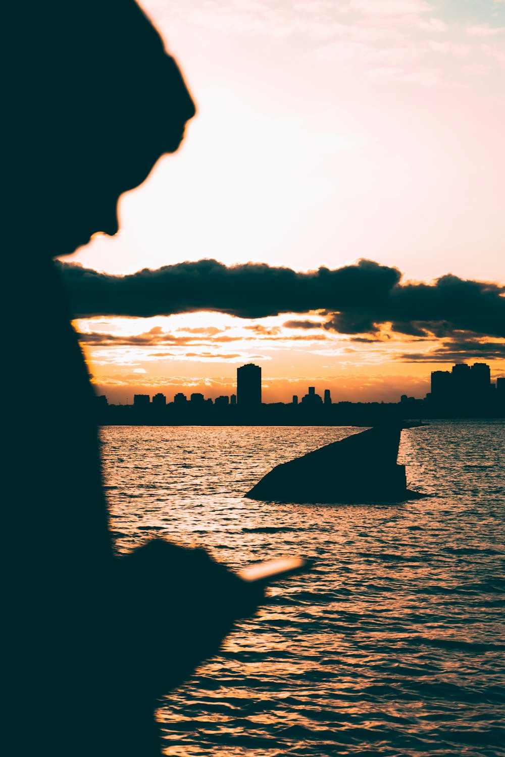 a person standing in front of a body of water