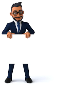 a man in a suit and tie holding a sign