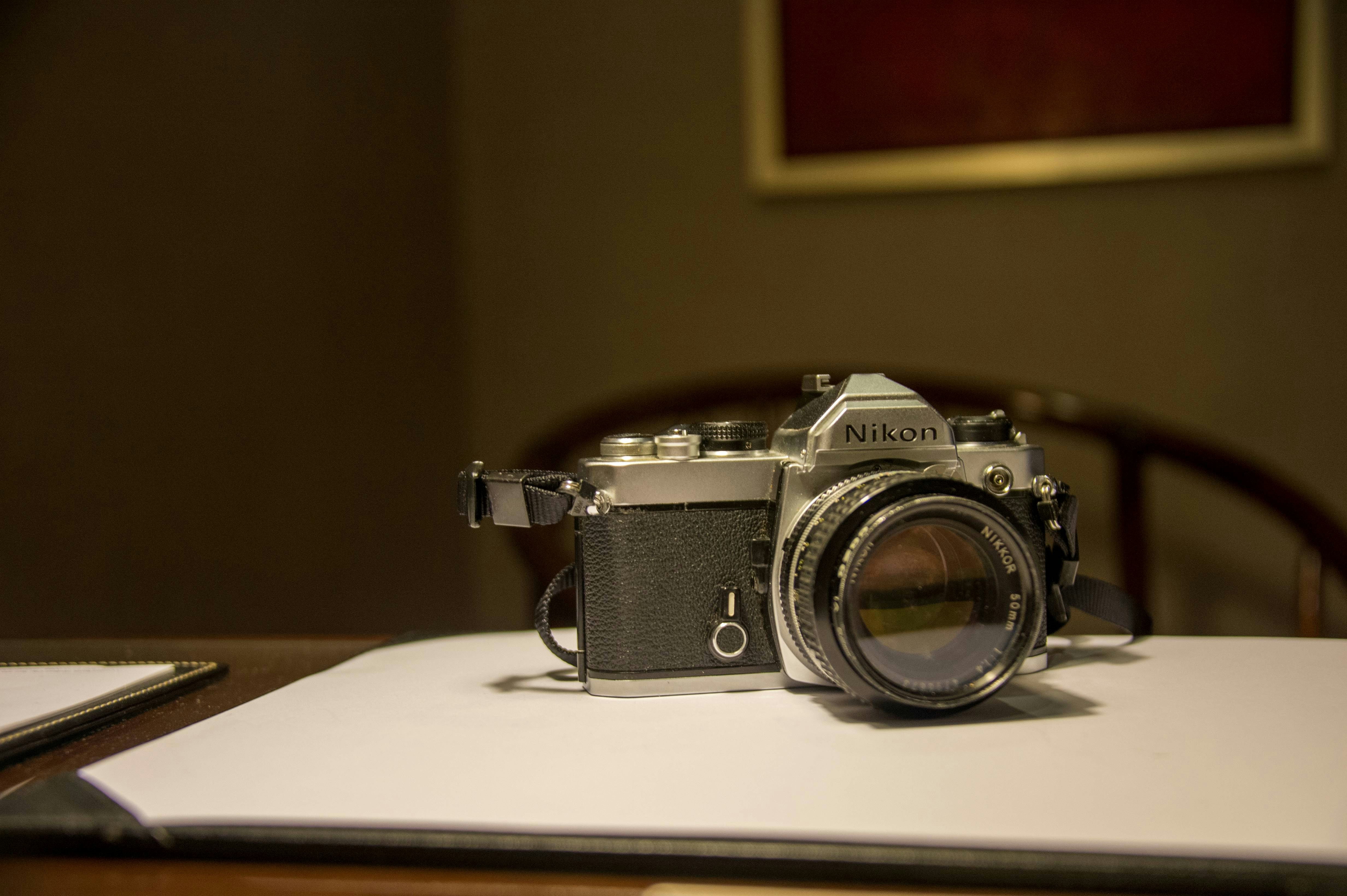 a camera sitting on top of a table