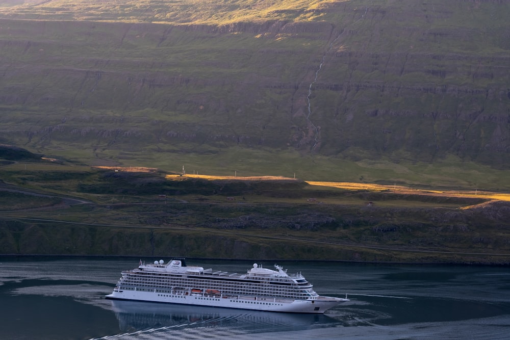 a cruise ship in a body of water