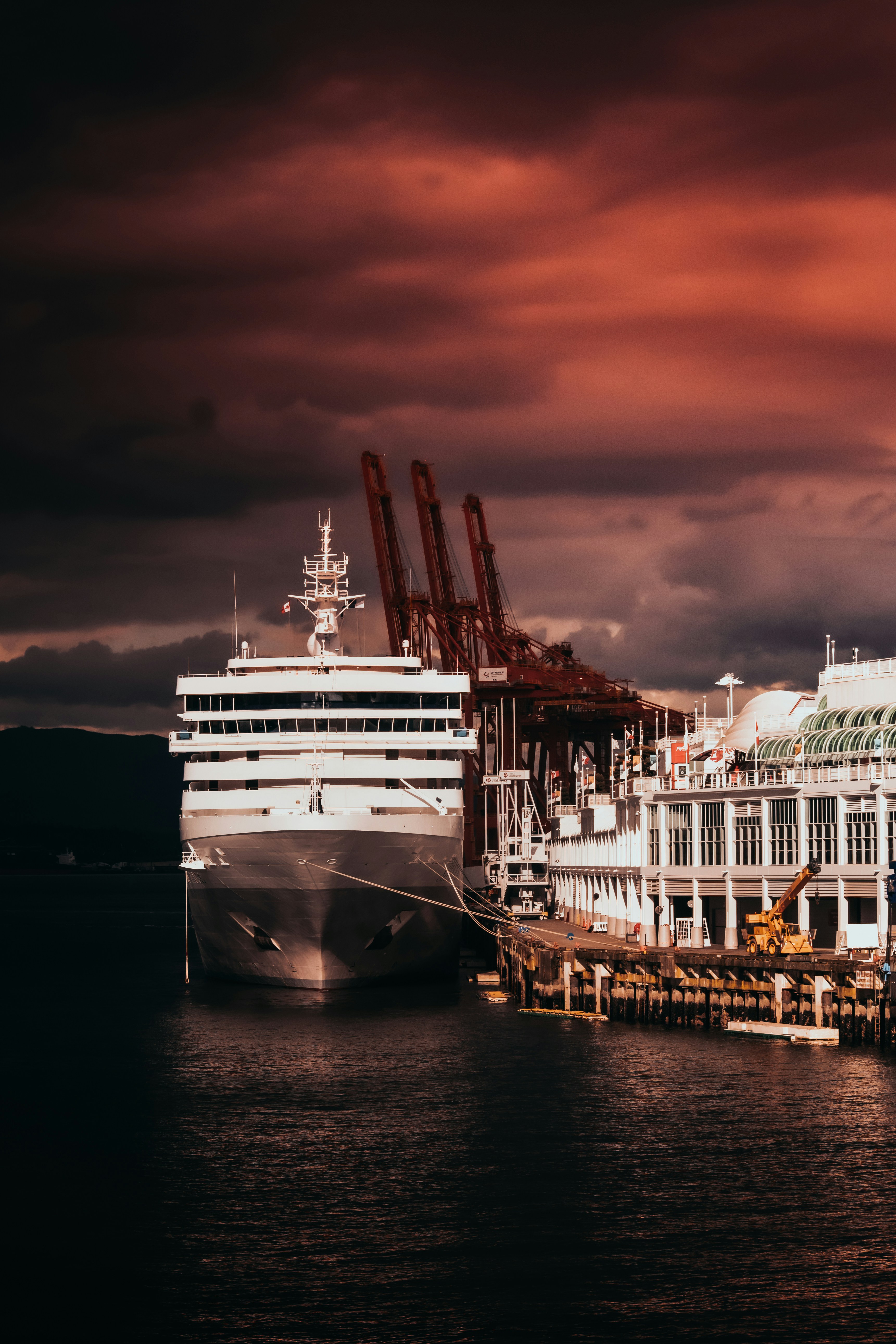 a large cruise ship docked in a harbor