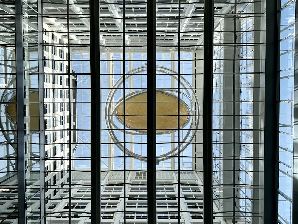 a view of the inside of a building through a window