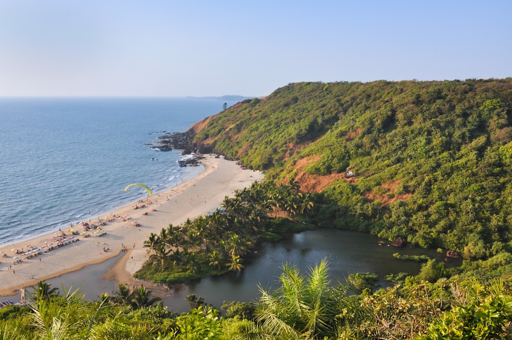 a view of a beach from a high point of view