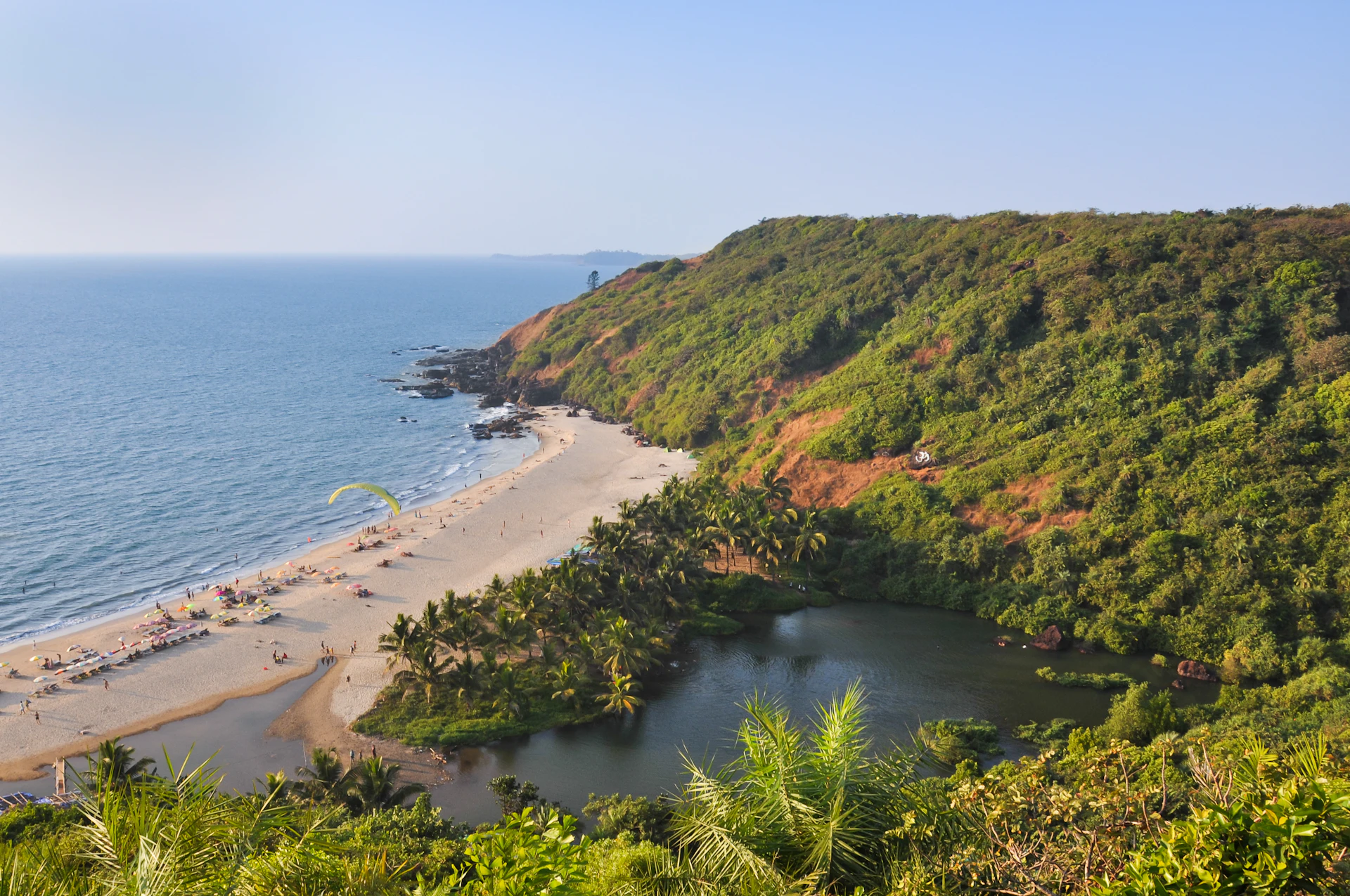Palm-lined beach road in Goa perfect for a Tempo Traveller road trip
