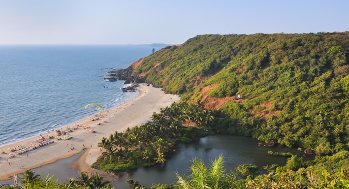 a view of a beach from a high point of view