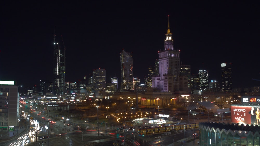 a view of a city at night from a high rise