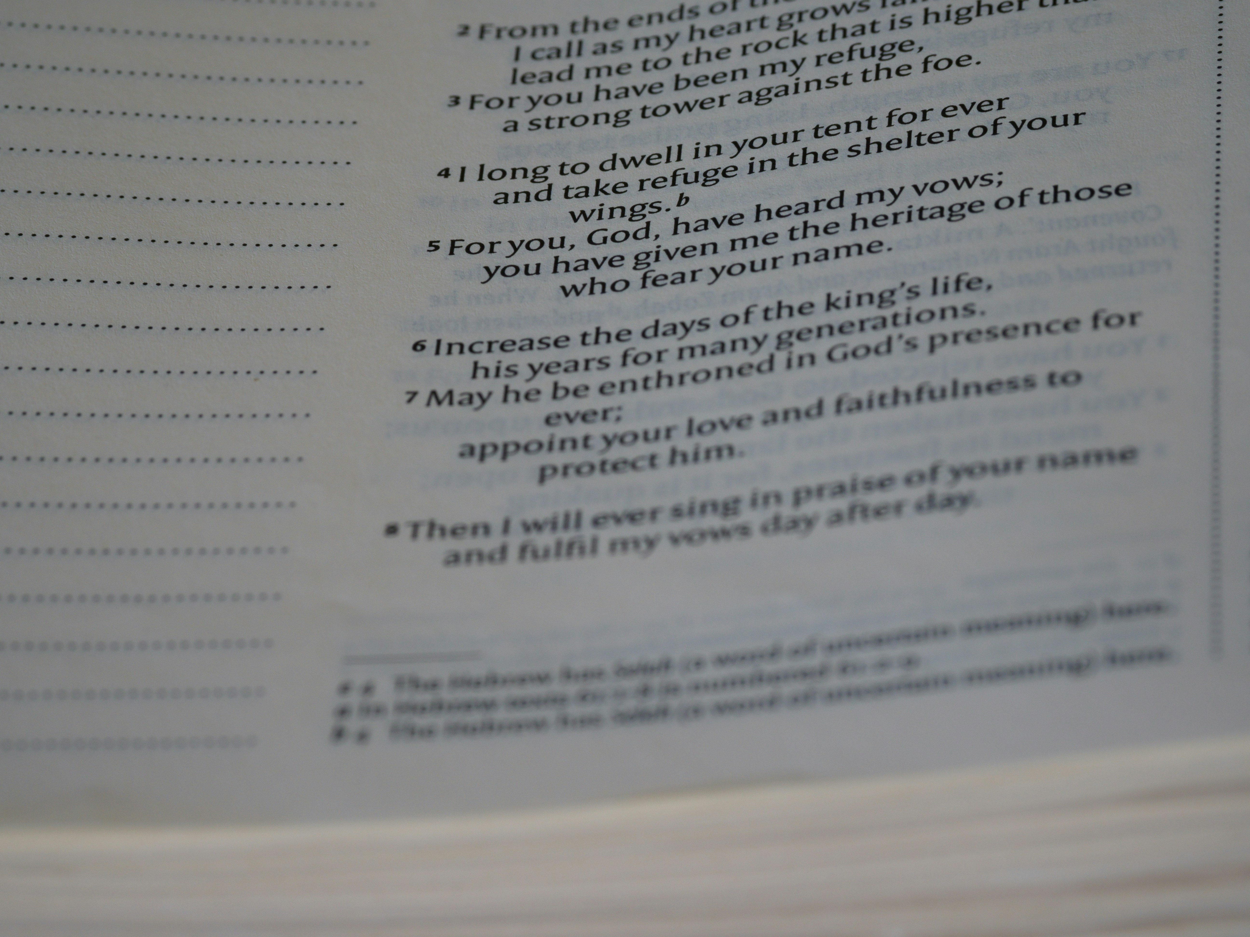 close up, bokeh, macro, blur, blurred background, close focus, bible, old testament, hebrew bible, christian, judaism, history, text, reading, bible study, devotions, text, NIV, New International Version, type, typography, canon, christianity, holy scripture, holy bible, scripture, old testament, hebrew bible, תְּהִלִּים, psalms, psalter, ketuvim, writings, tanakh, king david, <br />