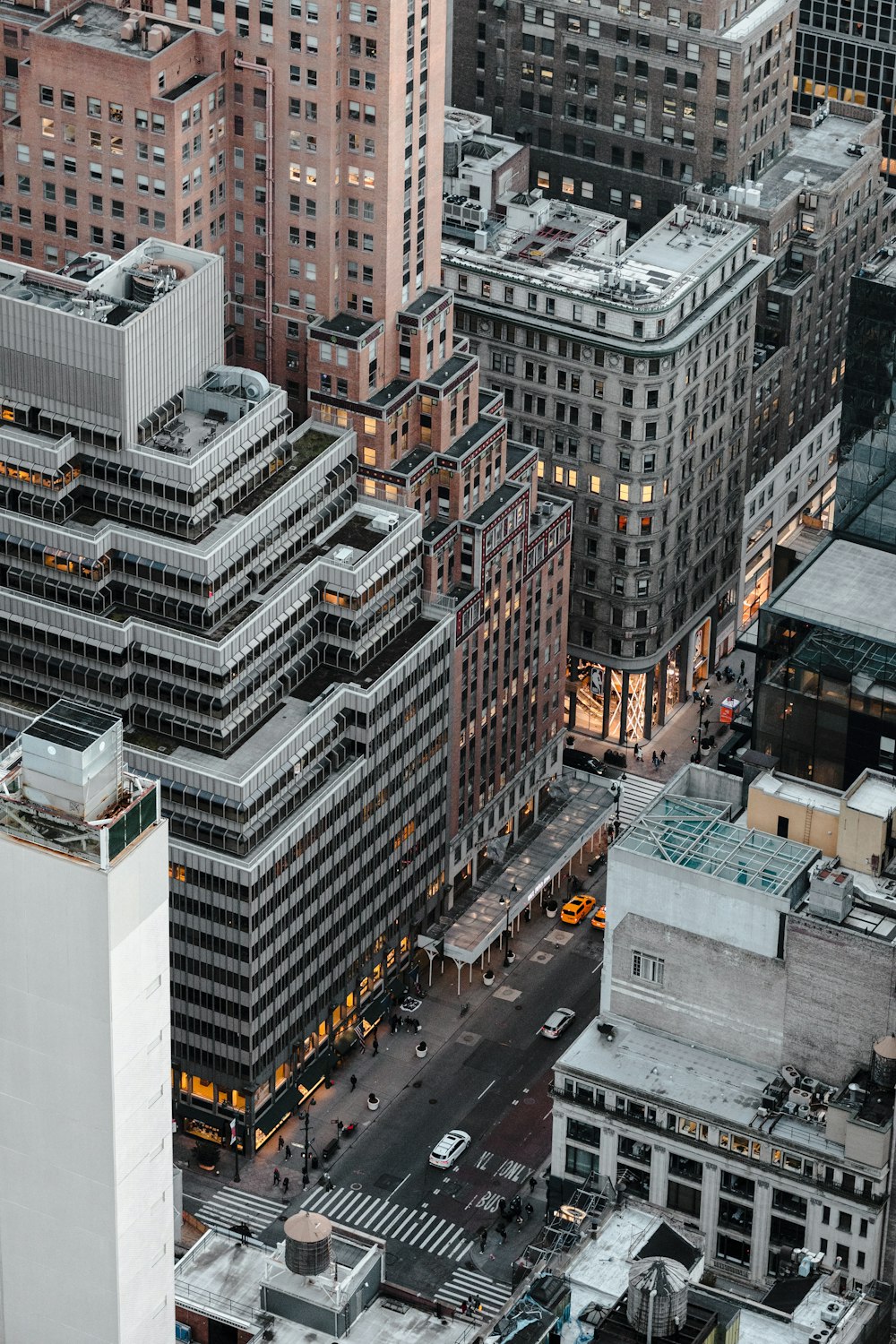 an aerial view of a city at night