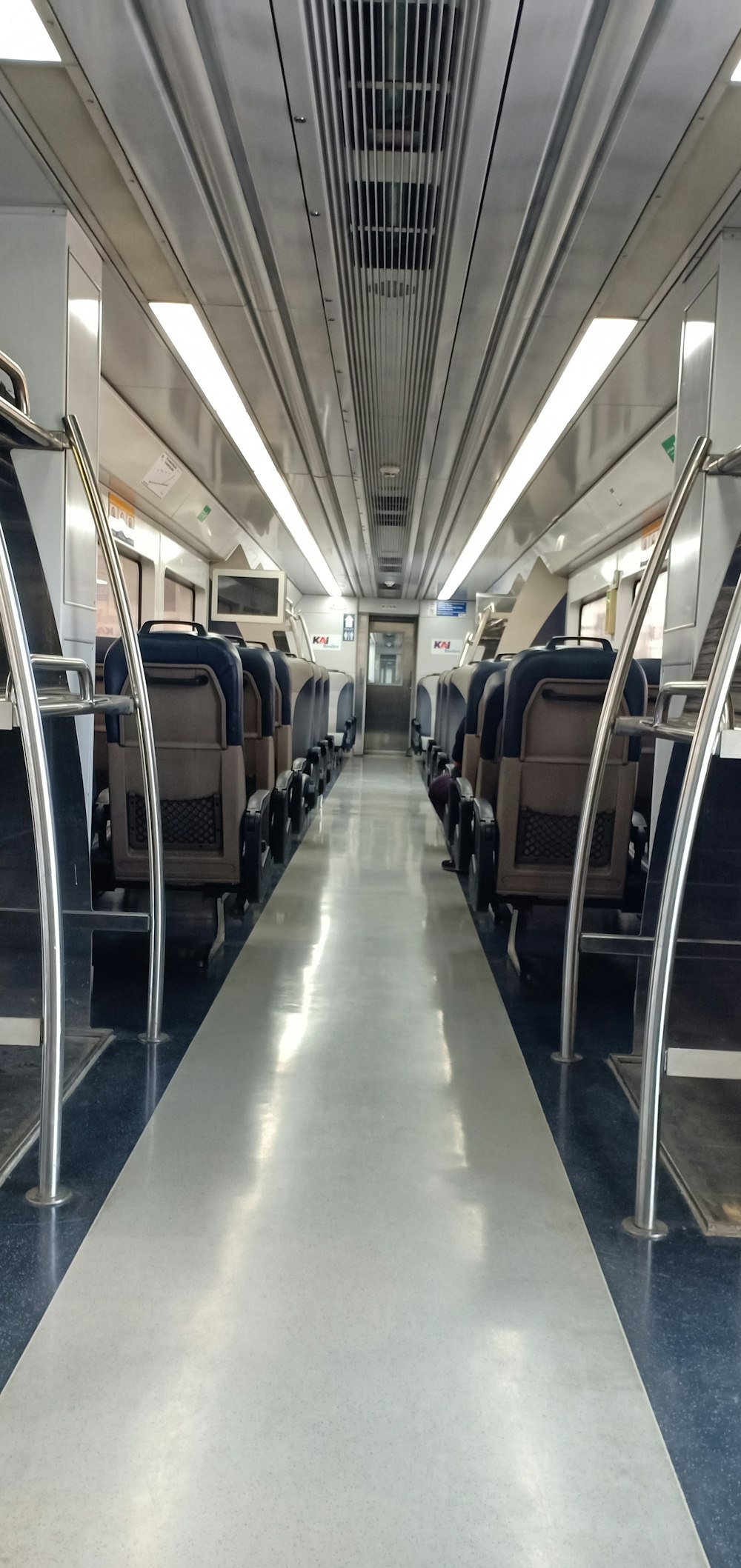 an empty train car with no people on it