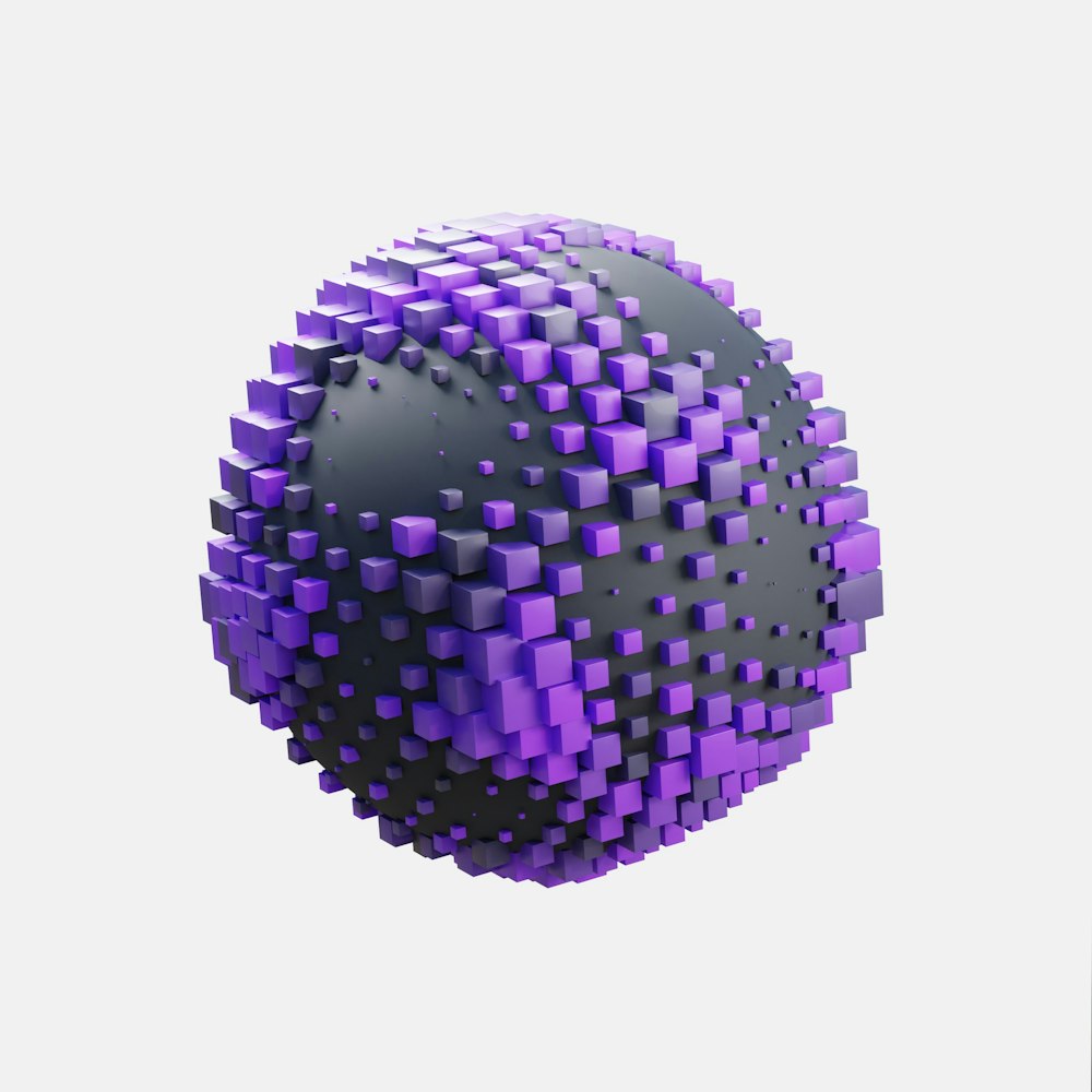a purple and black ball is in the air