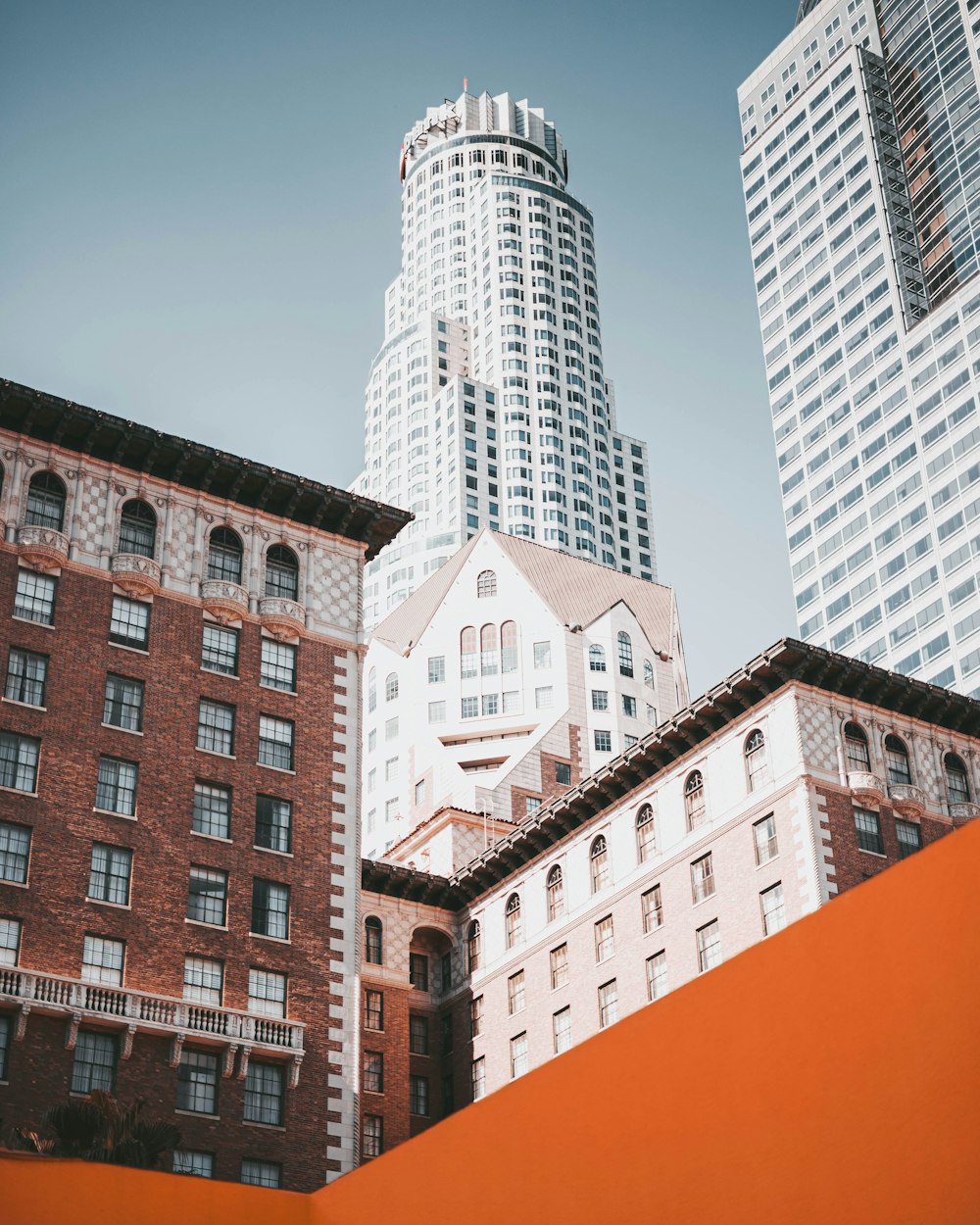 a view of a city with tall buildings