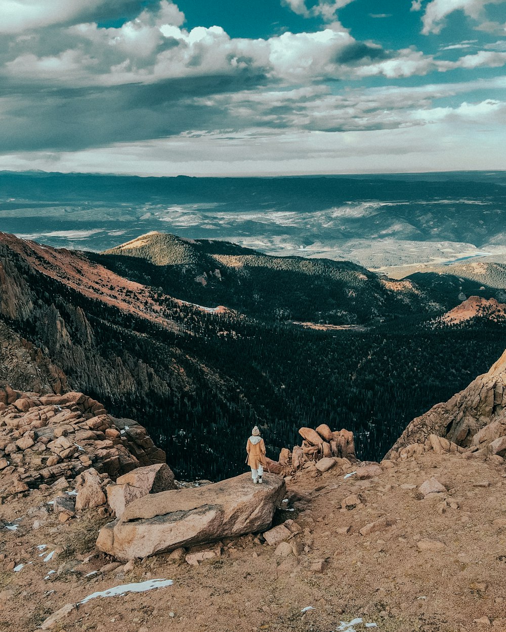 a man standing on top of a rocky mountain