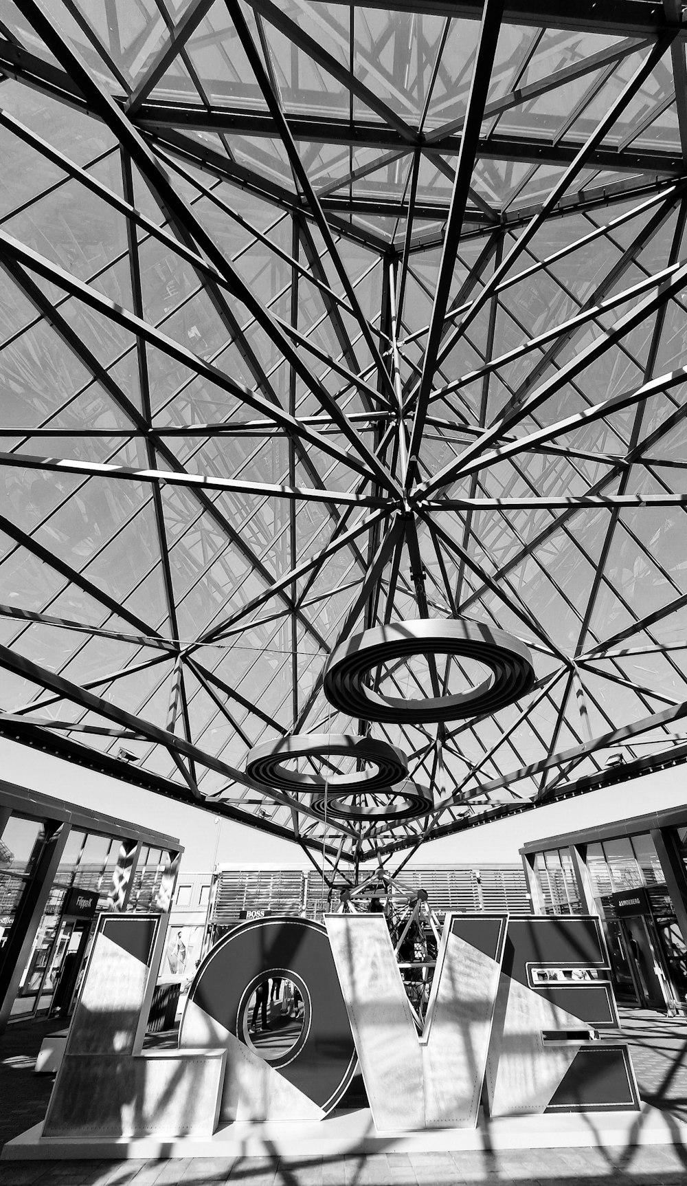 a black and white photo of the inside of a building