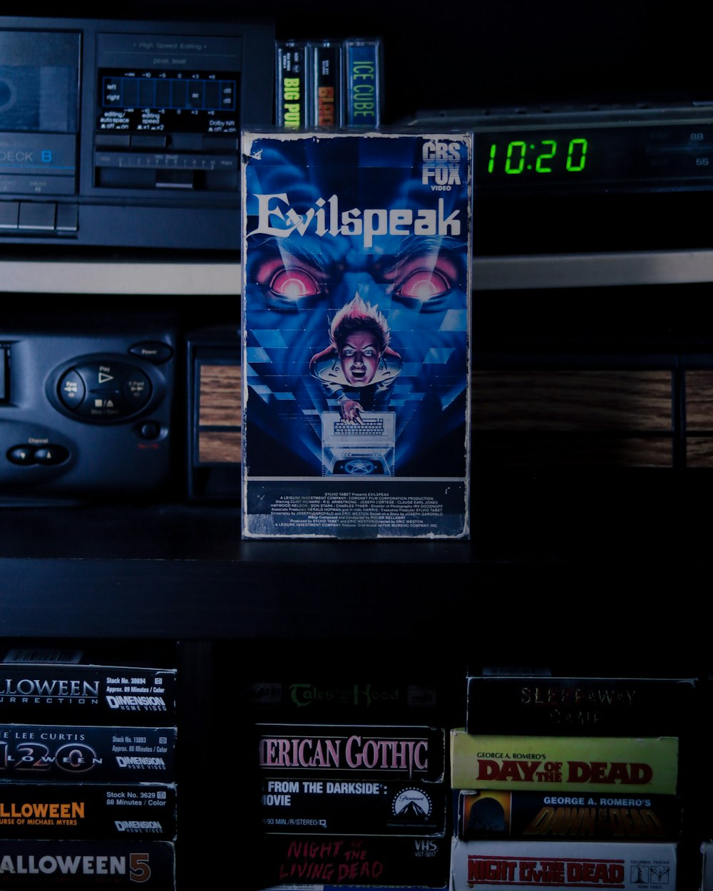 a box of evilspeak sitting on top of a shelf