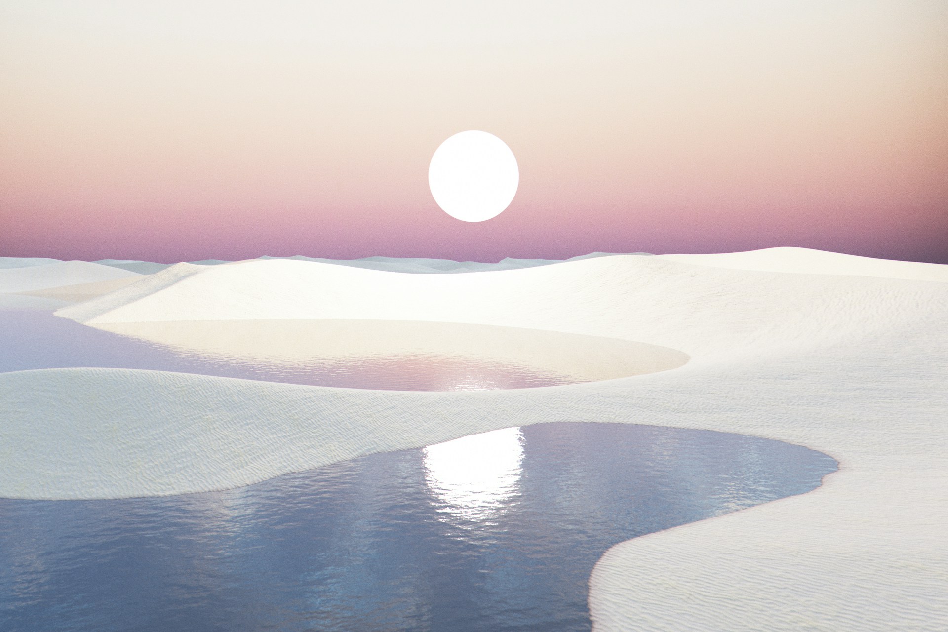 A serene landscape of white sands in Farafra, beautifully contrasting with deep blue skies.