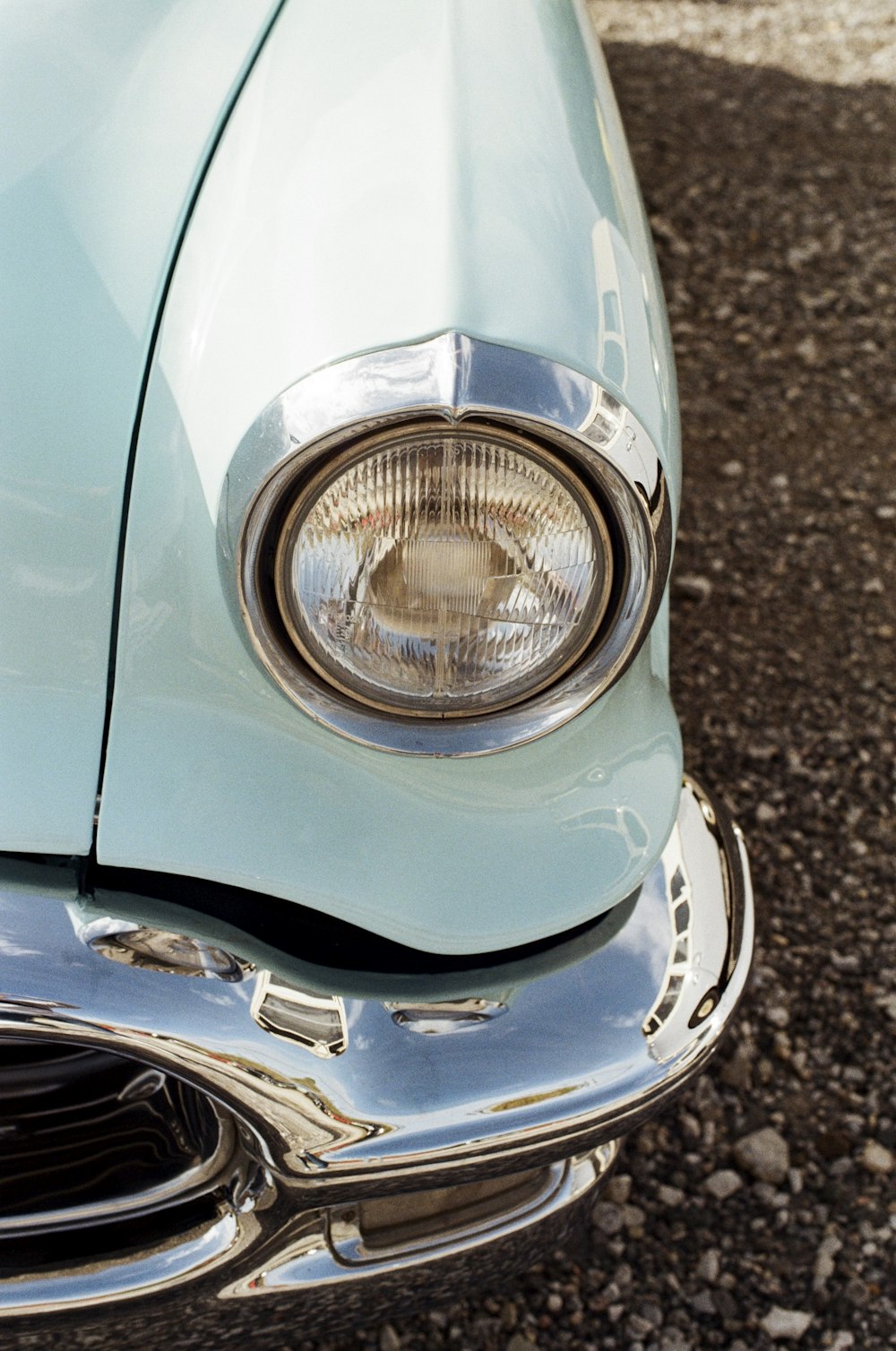 a close up of the front end of a car