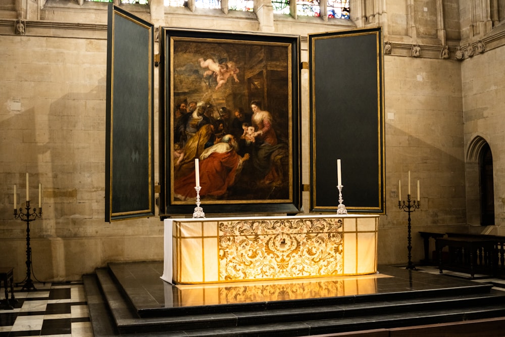 a painting on a wall in a church