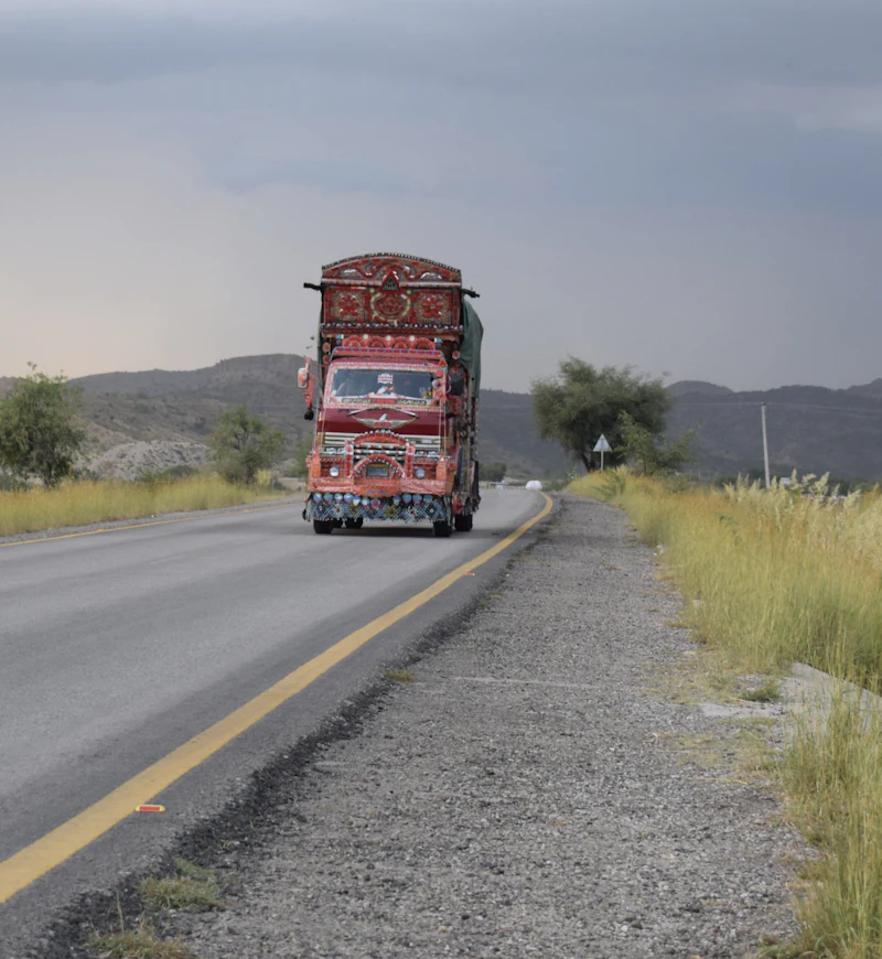 Goods truck on a highway