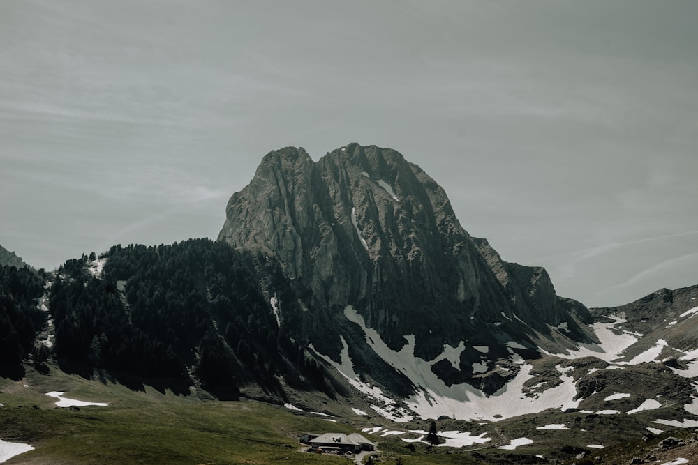 a mountain range with snow on the top of it