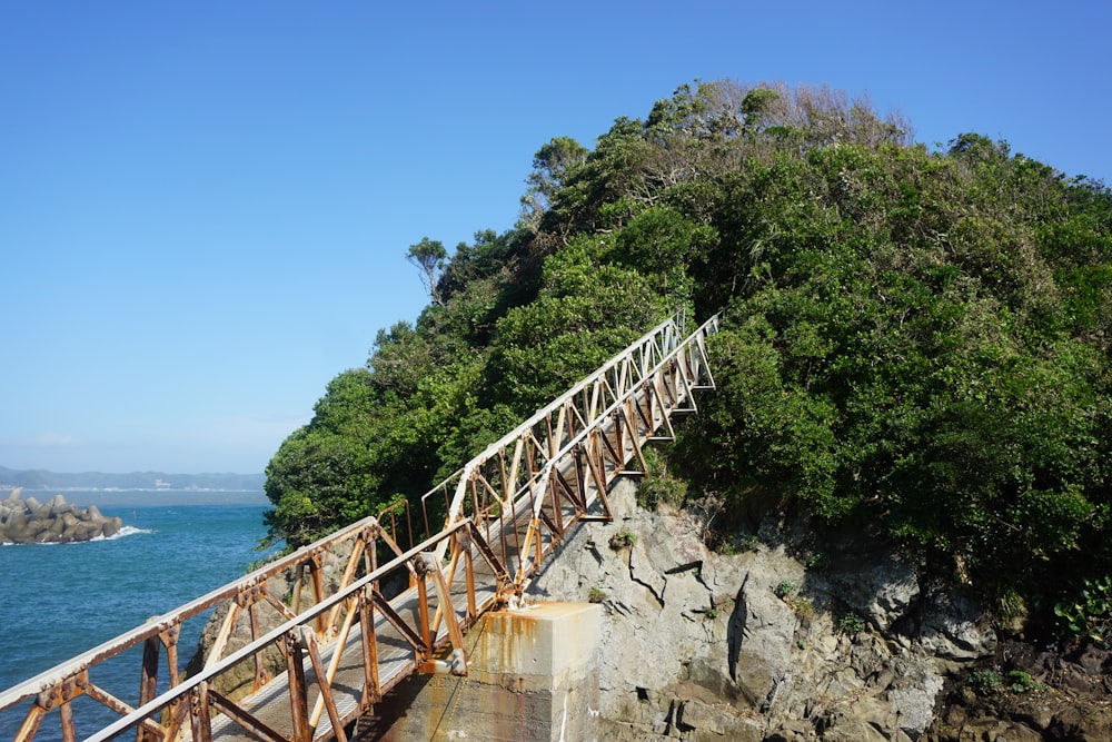 a wooden bridge over a body of water